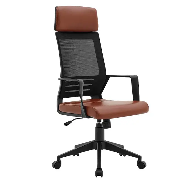 Πολυθρόνα Γραφείου BF2500 Μαύρο/Καφέ Mesh/PVC/PU 58x62x116/126cm