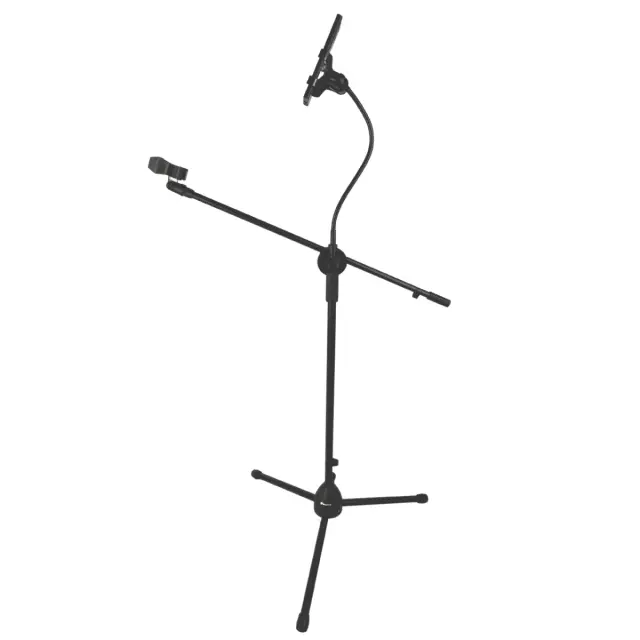 SUPRIMO MS1 microphone stand boom arm foldable iron black mic clip holder smartphone mount flexible arm gooseneck
