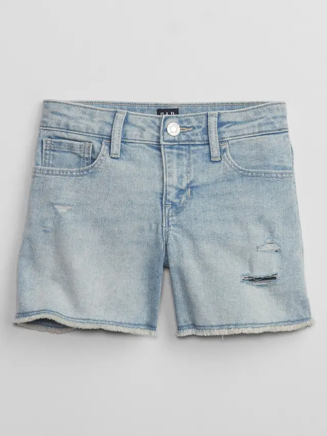 Μπλε Παιδική Mid Rise Midi Denim Σορτς με Washwell light wash - 12