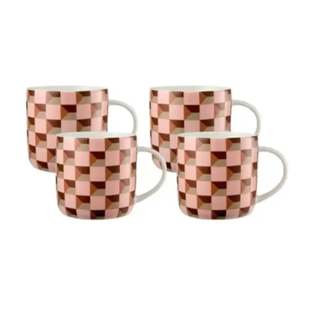 Maxwell & Williams Κούπες 480ml Syracuse Peach Σετ 4 Τεμάχιων-Πορσελάνη