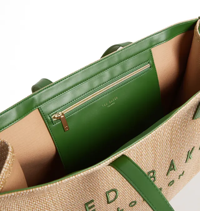 Γυναικεία Τσάντα Ώμου Ted Baker Pallmer Raffia Large Icon 284036-Green Πράσινο - One Size 3