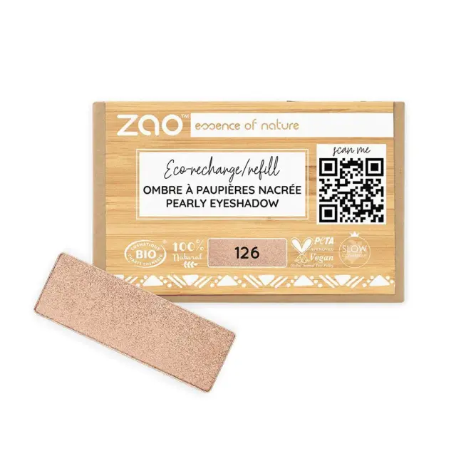 Zao Organic Eyeshadow Rectangle Pearly Refill - Βιολογική Pearly Σκιά Ματιών (Ανταλλακτικό) - Zao 126 Golden petal