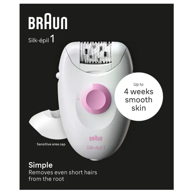 Μηχανή Αποτρίχωσης για το Σώμα BRAUN SE1-010 Silk Epil 1 με Σύστημα 20 Τσιμπίδων και Άκρες SoftLift Tips Ιδανική και για Ευαίσθητες Περιοχές 2