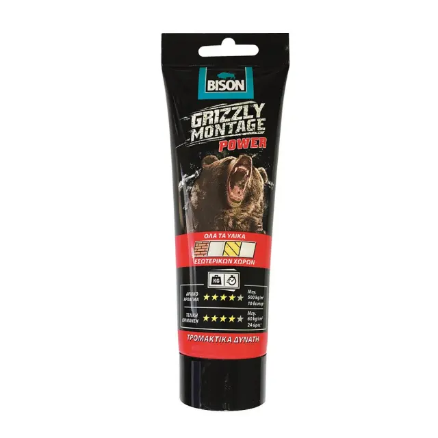 Bison grizzly montage power Κόλλα γενικής χρήσης κατασκευαστική σε Σωληνάριο 250gr Λευκή / 88.28556
