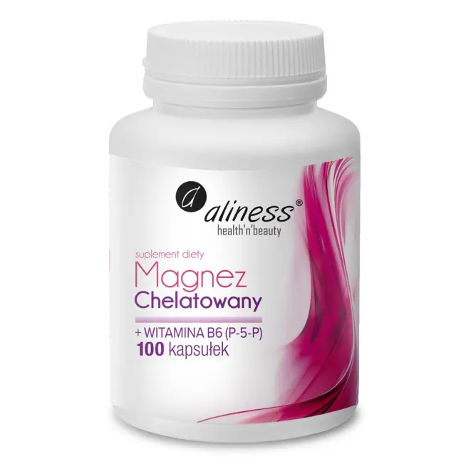 ALINESS Chelated Magnesium 650 mg + B6 (P-5-P – dietary supplement – 100 capsules