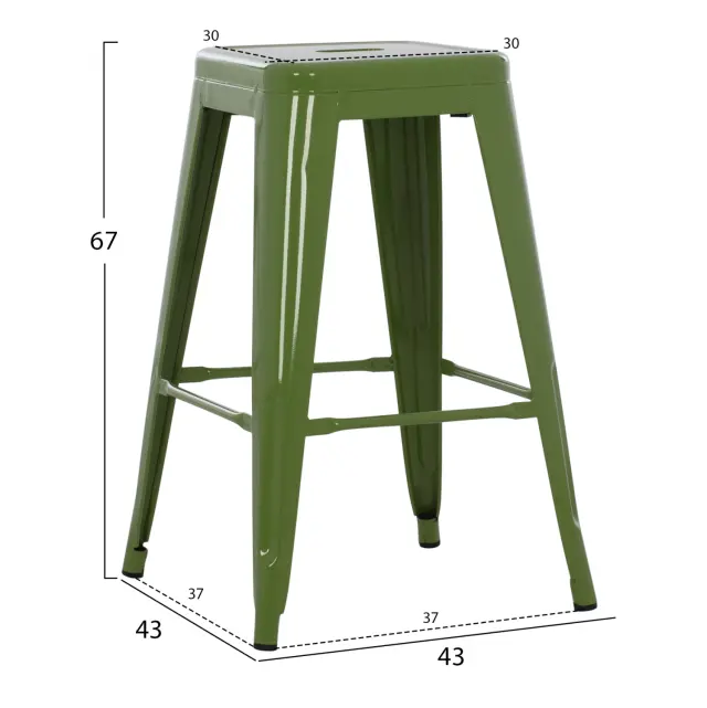 ΣΚΑΜΠΟ ΜΕΣΑΙΟΥ ΥΨΟΥΣ ΜΕΤΑΛΛΙΚΟ FB98573.53 ΣΕ LIGHT OLIVE GREEN 43x43x67Υεκ. 2