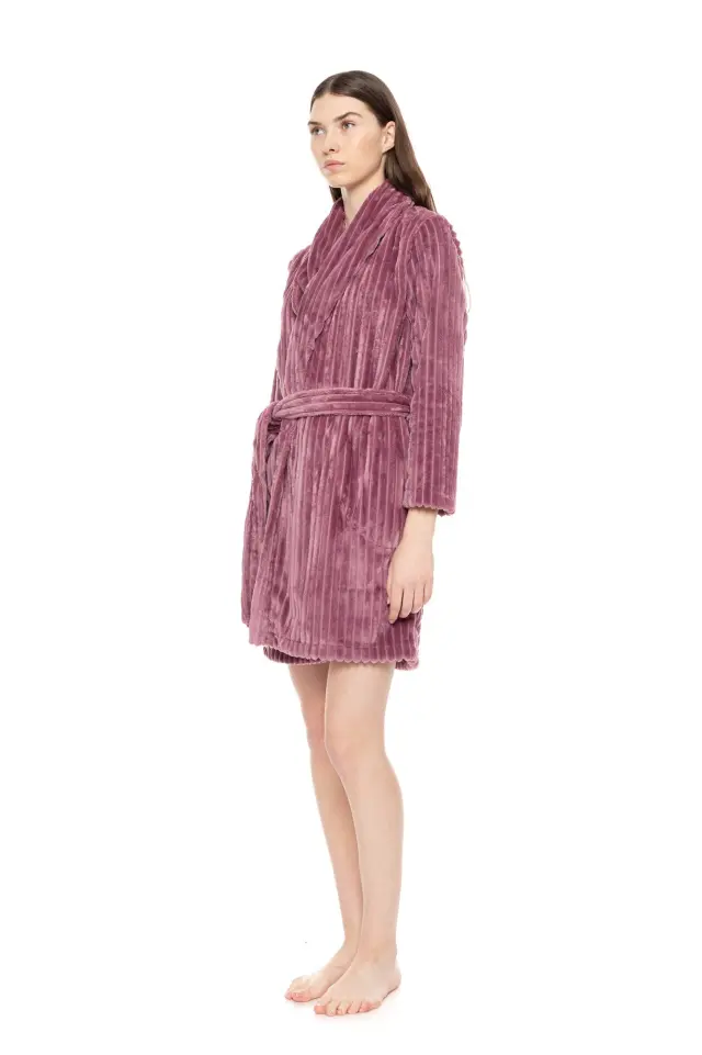 Ρόμπα Fleece Stripe Dusty Pink W1672 Pink Label - XL 2