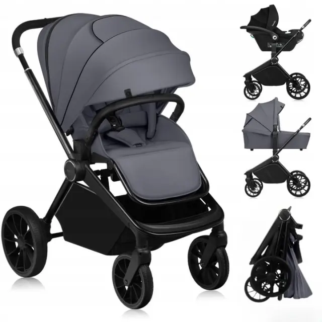 Lionelo Mika Plus Καρότσι Βρεφικό 3 σε 1 έως 22 kg Gray Stone