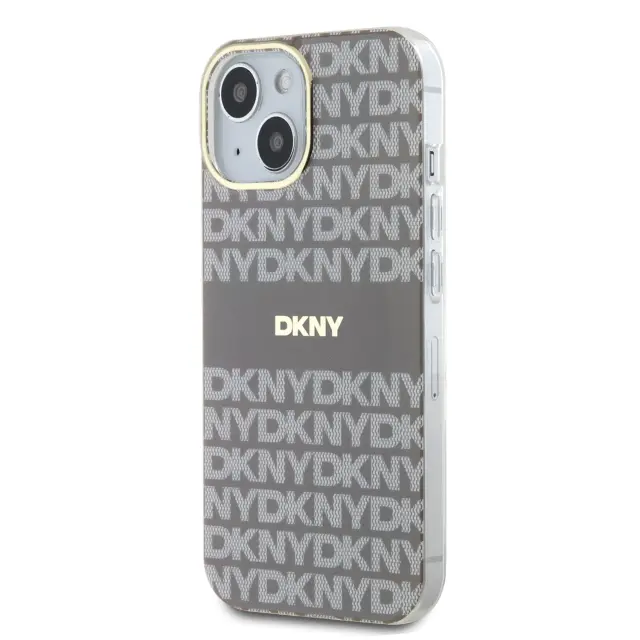DKNY PC/TPU Repeat Pattern Tonal Stripe Magsafe Case for iPhone 14 Beige 3