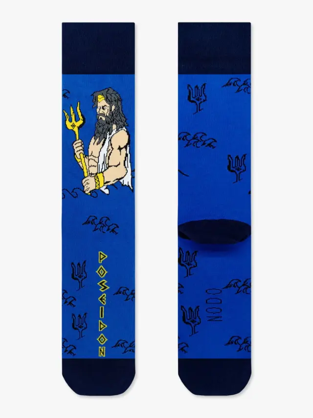 Βαμβακερή Κάλτσα με Σχέδια Poseidon The Greek God NODO