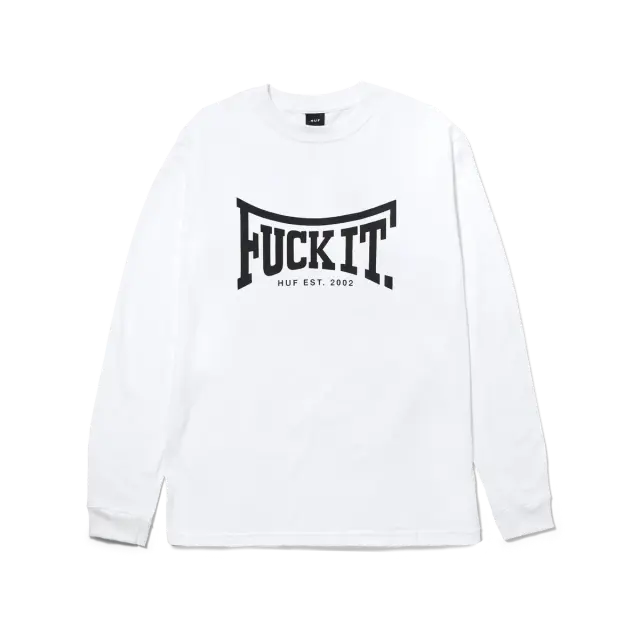 Huf Throwing Hands Long Sleeve T-Shirt Ανδρική Μακρυμάνικη Μπλούζα Cotton Regular Fit - White TS02287-WHITE - XL
