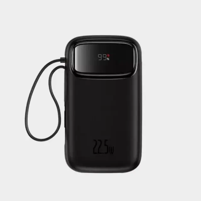 Baseus Qpow 2 Power Bank 22.5W με Θύρες 1xUSB-A, 1xUSB-C & Ενσωματωμένα Καλώδια Lightning & USB-C, P10055003113-00 Μαύρο - ONESIZE 2