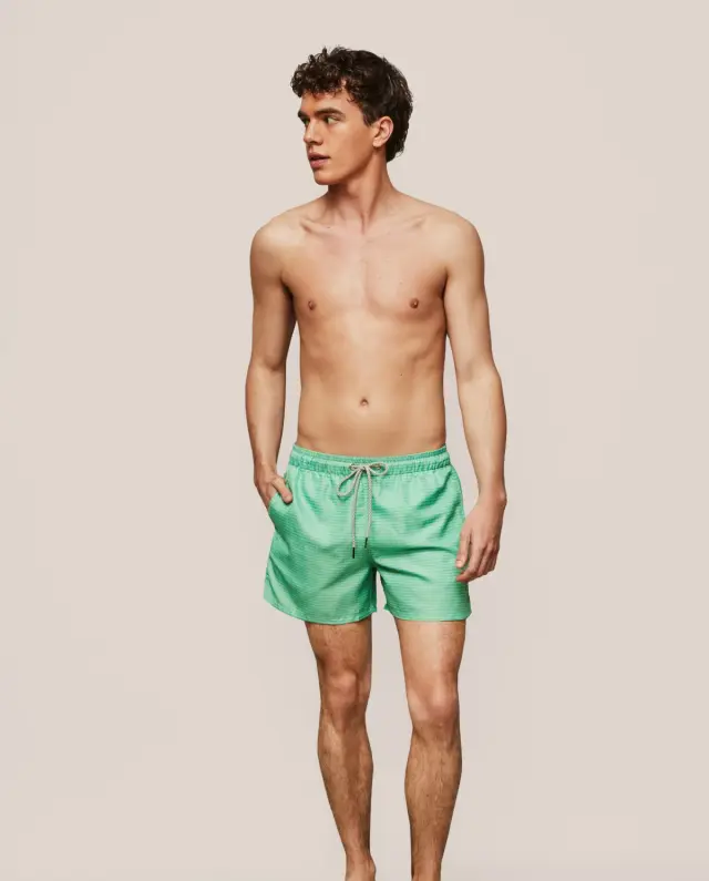 Selmark Ανδρικό Μαγιό Shorts Μικρό Καρό Verde - L