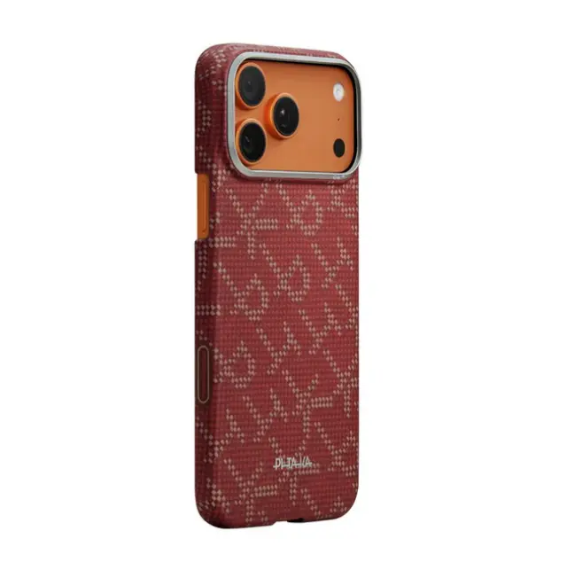 Pitaka Ultra-Slim Case, Monogram-Gold/Red - iPhone 17 Pro