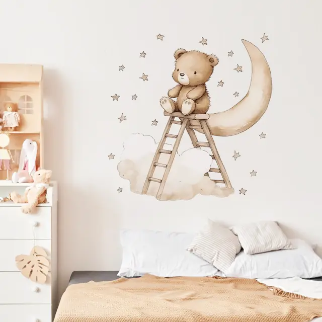 Αυτοκόλλητα Παιδικού Δωματίου Teddy Bear On A Ladder SIP-WS63047 2