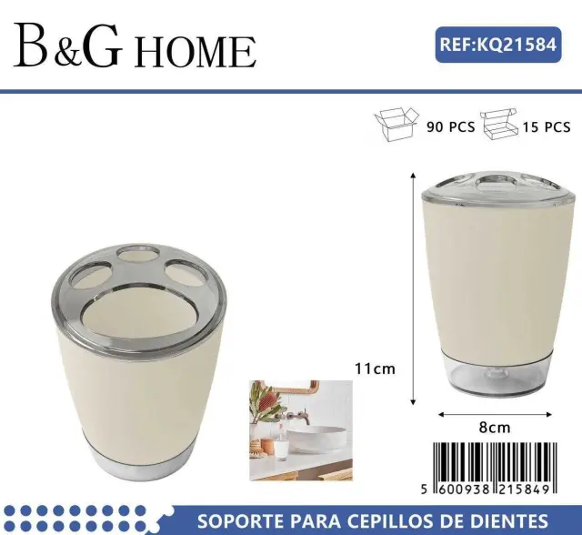 Θήκες οδοντόβουρτσας πλαστικές σε σετ 5Χ - Beige - 21584 2