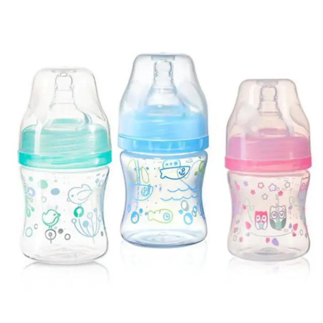 BabyOno μπιμπερό Anti-Colic με θηλή σιλικόνης και φαρδύ λαιμό 0m+, 120ml - Πράσινο