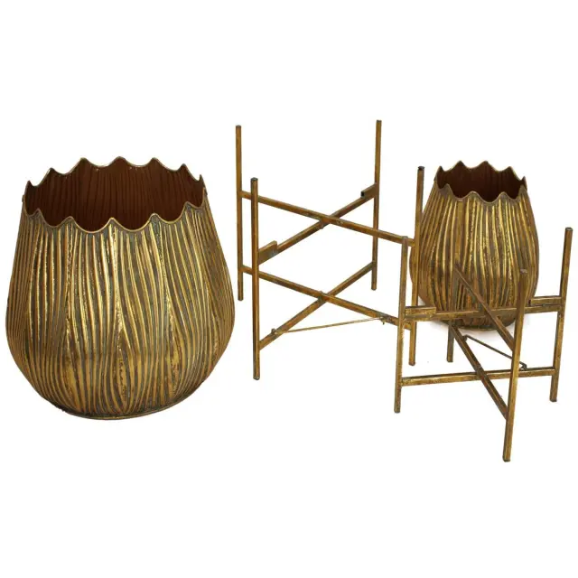Κασπώ Χρυσό Μέταλλο 43x43x48.5cm Σετ 2Τμχ 2