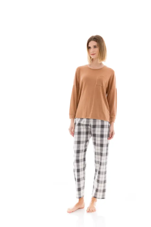 W1421 - Black - PYJAMA BEIGE -BLACK PLAID