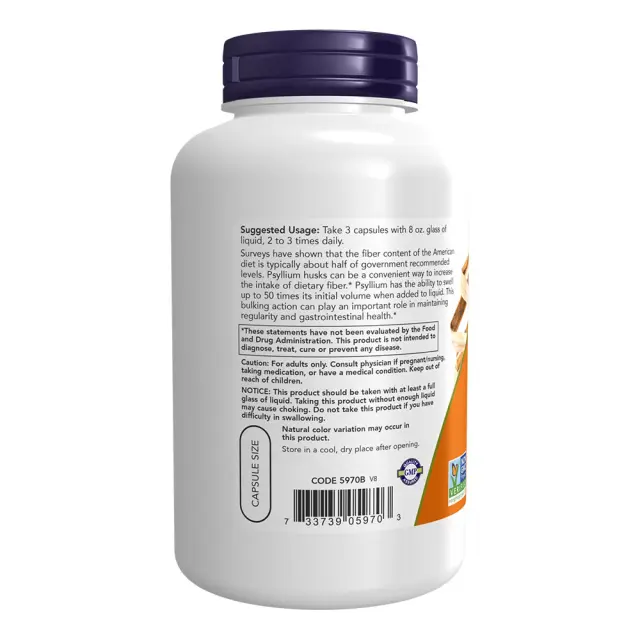 Now Foods Psyllium Husk 500 mg 200 Veg Capsules 3