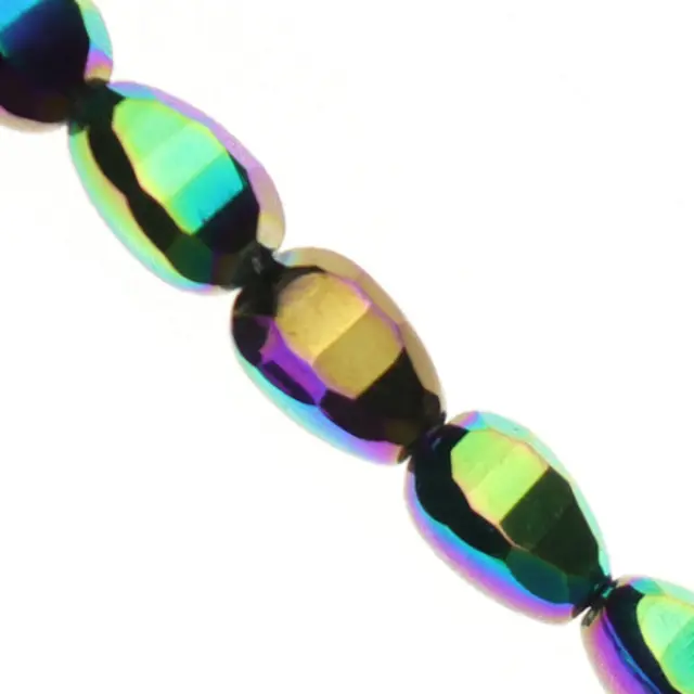 Χάντρα Γυάλινη Πρισματική Teardrop Full Rainbow Colorful 9x6x4.5mm - 79τεμ