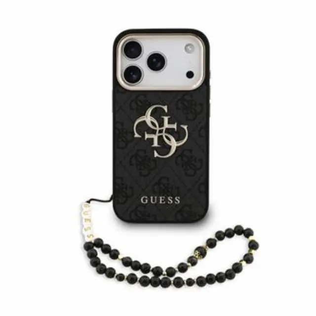 Guess PU 4G Metal Logo Strap Case for iPhone 18 Pro Black