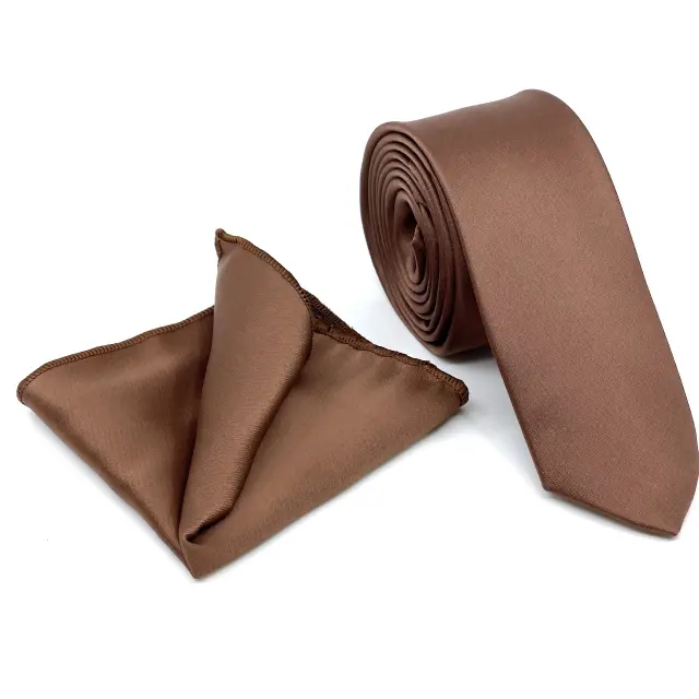 Maroon Μπορντό Γραβάτα Σατέν Ματ 6,5 cm με Ασορτί Μαντήλι