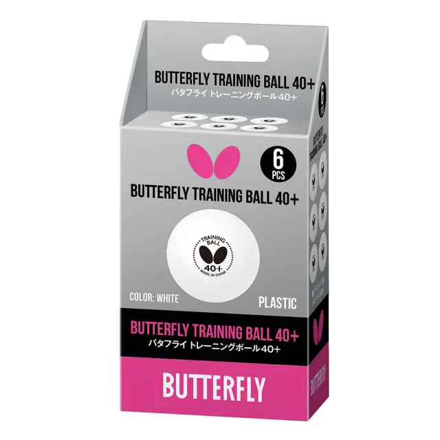 Μπαλάκια Πινγκ-Πονγκ Butterfly Training Ball 40+ 6τμχ Λευκά-4906901209787