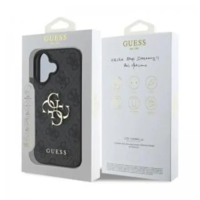 Θήκη PU Guess Apple iPhone 16 Hardcase Big Logo 4G Μαύρο N69926 3