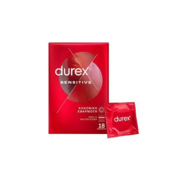 Durex | Προφυλακτικά Λεπτά Sensitive με Κανονική Εφαρμογή | 18τεμ