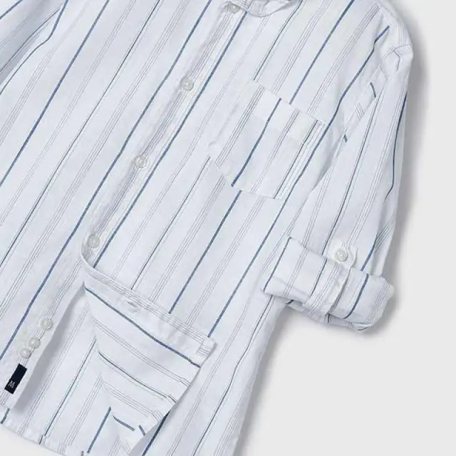 Mini 2 έως 10 ετών Πουκάμισο μακρυμάνικο ρίγες Better Cotton λευκό - 9Ε 2