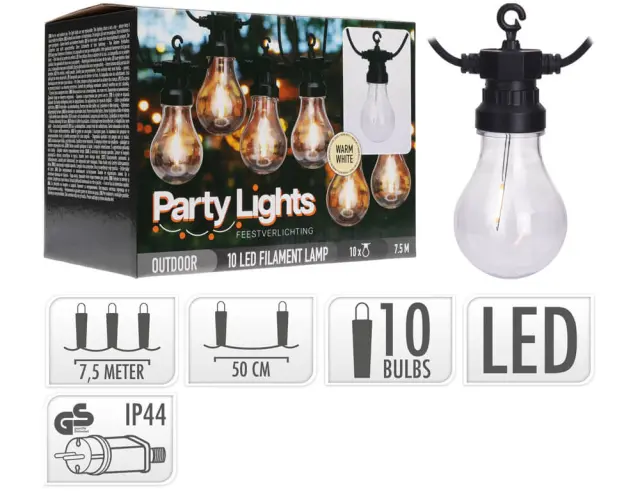 Διακοσμητικός Φωτισμός 10 LED , 7.5 Μέτρα - Θερμό Λευκό LE2100170 2