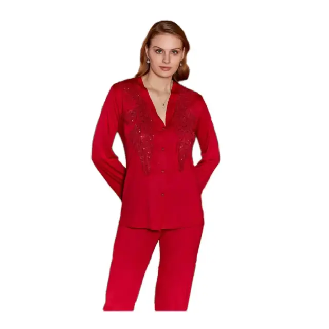 FMS Γυναικεία Πυτζάμα Sequinned, Χρώμα Μπορντό
