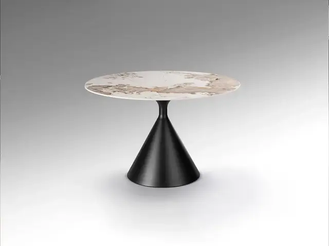 Στρογγυλό Τραπέζι Τραπεζαρίας Pandora Marble Μαύρο 120cm Άσπρο Μάρμαρο