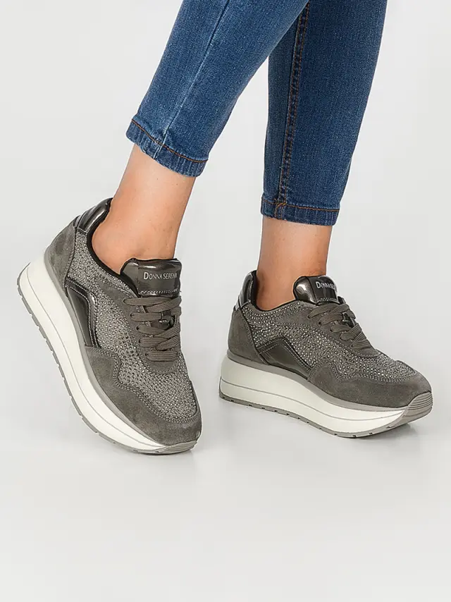 Donna Serena Sneakers Γυναικείο δέρμα suede Γκρί DSE/5531 PIOMBO 2