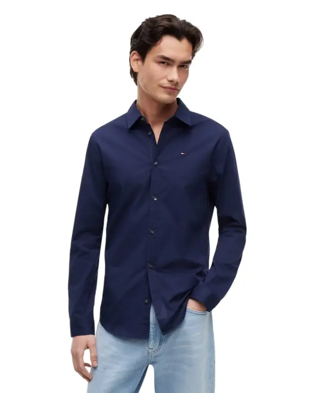 Tommy Hilfiger - Ανδρικό Πουκάμισο Tjm Original Stretch Shirt Slim Fit DM0DM04405-002 Μπλε Σκούρο - M