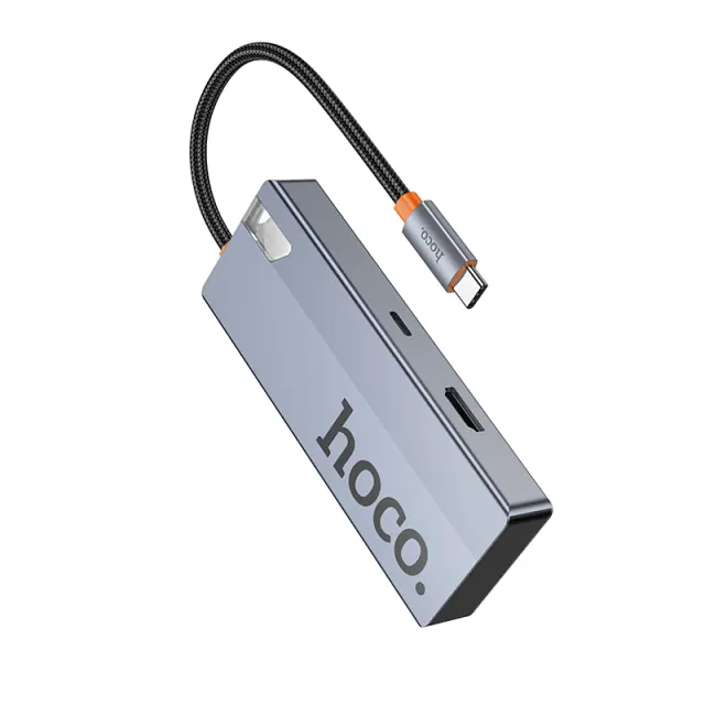 USB Hub Hoco HB50 Wow 5-in-1 USB-C σε HDTV+PD+ 3 x USB3.0 Γκρι 18cm 3