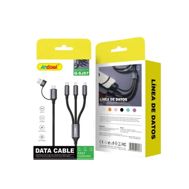 Andowl Καλώδιο Data Fast Charging USB-A/Type-C σε Type-C, Lightning και Micro USB Q-SJ57