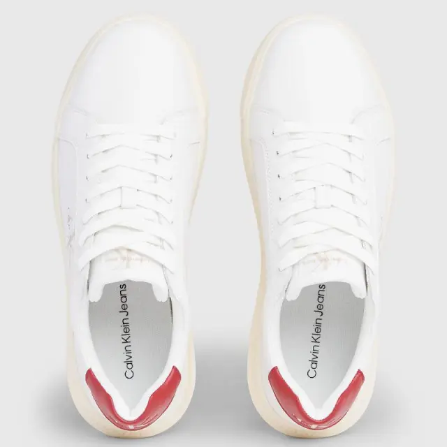 Calvin Klein - Cupsole Mono Lth Ανδρικά Chunky Sneakers YM0YM00681-0KV Λευκό - 45 3