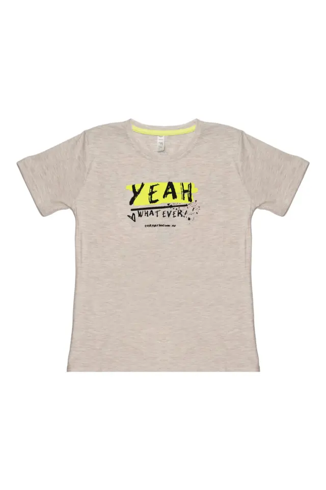 T-Shirt Kid Yeah Whatever Μπεζ