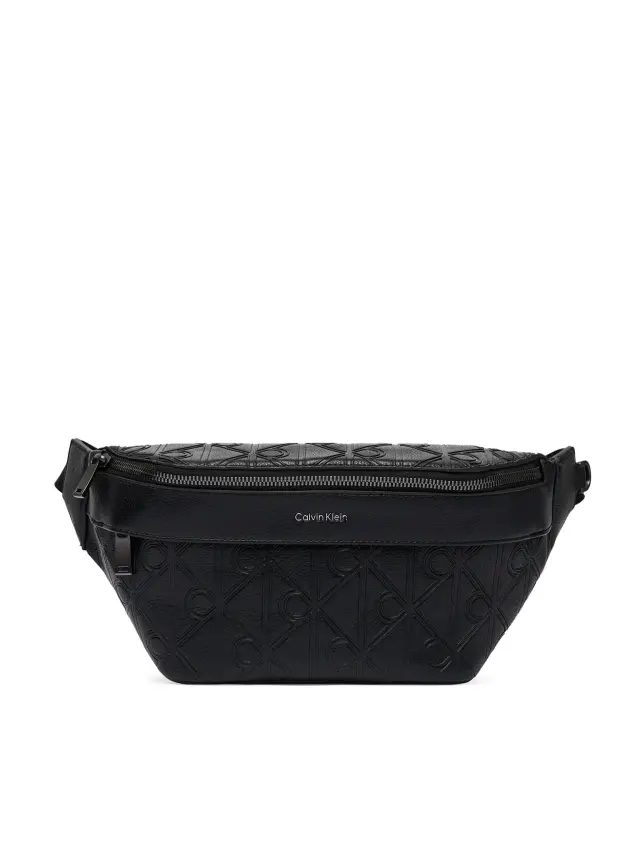 Calvin Klein Ανδρικό Μικρό Τσαντάκι Μέσης Emblem Aop Deboss Waistbag Μαύρο