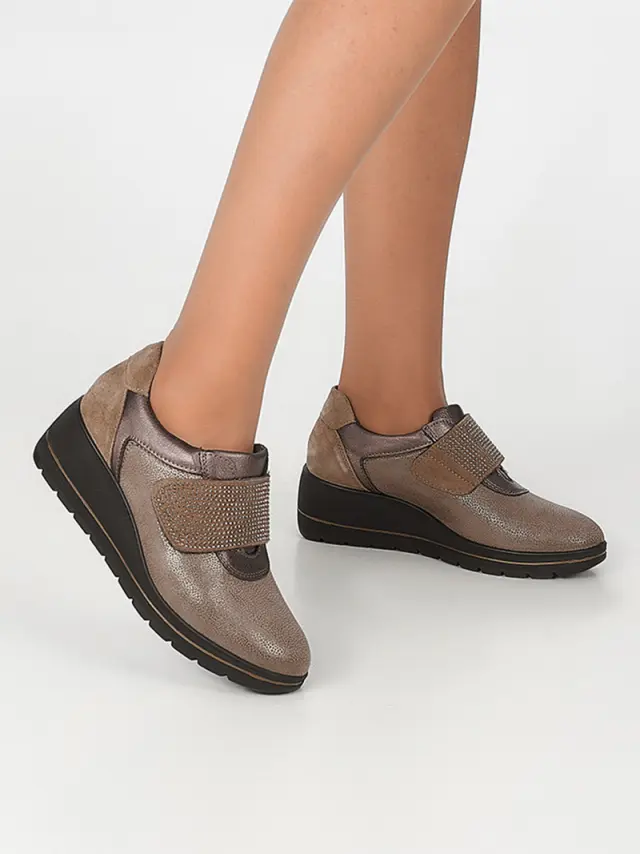 Imac Sneakers Γυναικείο ύφασμα/δέρμα Nubuck Καφέ IMA/655760 SINTP./TAUPE 2