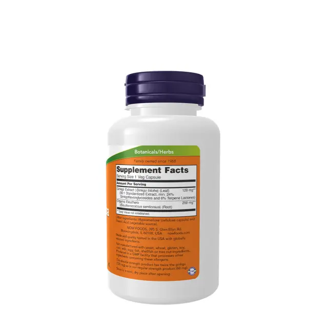 Now Foods Ginkgo Biloba, Double Strength 120 mg 100 Veg Capsules 2