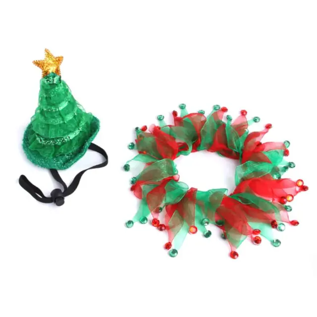 Christmas Σετ Pet Καπέλο/Κολάρο Πολύχρωμο Λαιμός:30cm-Μήκος:9cm 2