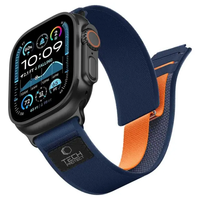 Tech-protect Nylon Elite Apple Watch 8 / 9 / 10 / 11 / 12 / Se / Ultra (44 / 45 / 46 / 49 Mm) Navy/orange