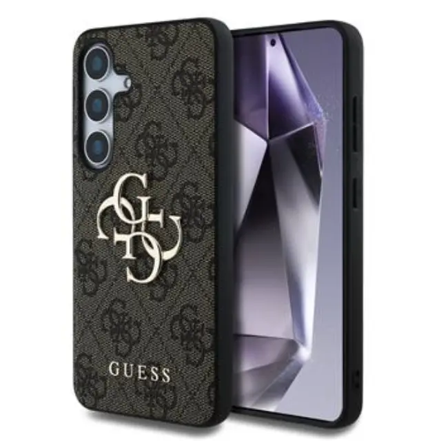 Guess PU 4G Metal Logo Case for Samsung Galaxy S25+ Brown
