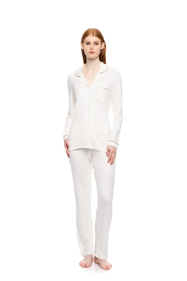 WN-1500 - Champagne - PYJAMA BUTTONED BAMBOO SOLID