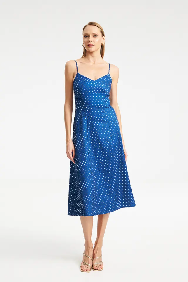 Midi Φόρεμα Πουά με Λεπτές Τιράντες JANICA DRESS - XS 2