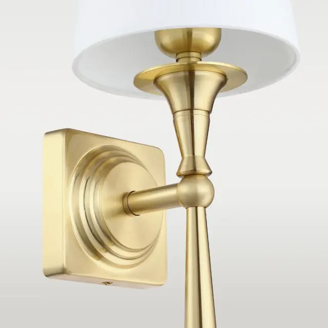 Sconce Austin W01289BR-WH ορειχάλκινο με λευκό καπέλο – κομψό και αρμονικό φωτιστικό τοίχου Ορείχαλκος 3