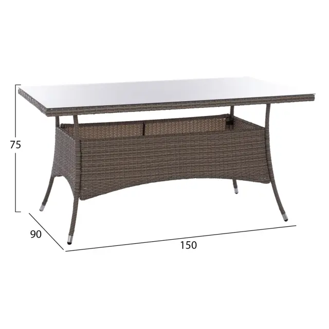 ΤΡΑΠΕΖΙ ΜΕΤΑΛΛΙΚΟ RATTAN ΓΚΡΙ FB95507.01 150x90x75Υ εκ. 2